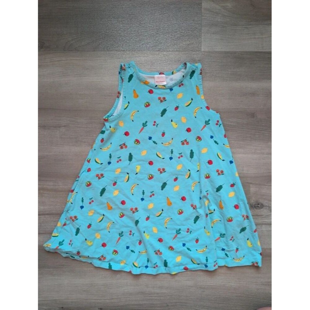 Hanna Andersson Teal Fruit Print Dress, 5T (U1)